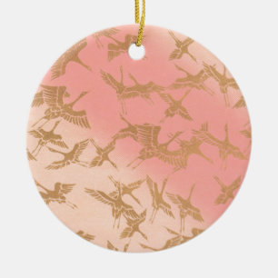 Golden Origami Crane Keramisch Ornament