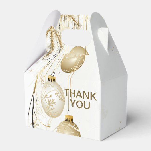 Golden Ornament Kerstfeest Elegant Bedankdoosjes (Voorkant Zijde)