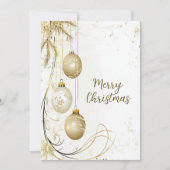 Golden Ornament Kerstfeest Elegant Feestdagenkaart (Voorkant)