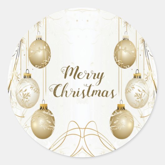 Golden Ornament Kerstfeest Elegant Ronde Sticker (Voorkant)
