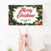 Golden Ornamenten Pine Branches Elegant Christmas Spandoek (Insitu)