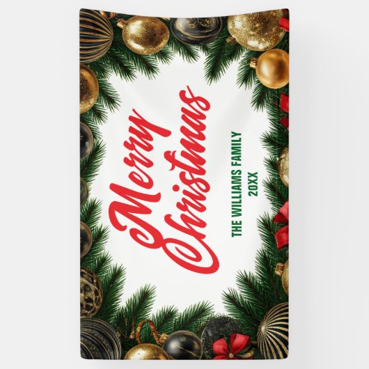 Golden Ornamenten Pine Branches Elegant Christmas Spandoek