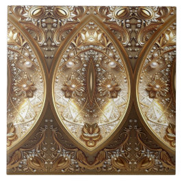 Golden Ornate Ceramic Tile Tegeltje