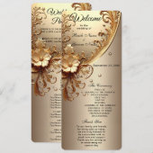 Golden Ornate Floral Wedding  Program Programma (Voorkant / Achterkant)