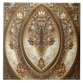 Golden Ornate Frame Ceramic Tile Tegeltje