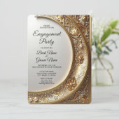 Golden Ornate Frame Engagement Invitation (Debout devant)
