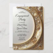 Golden Ornate Frame Engagement Invitation Kaart (Voorkant)