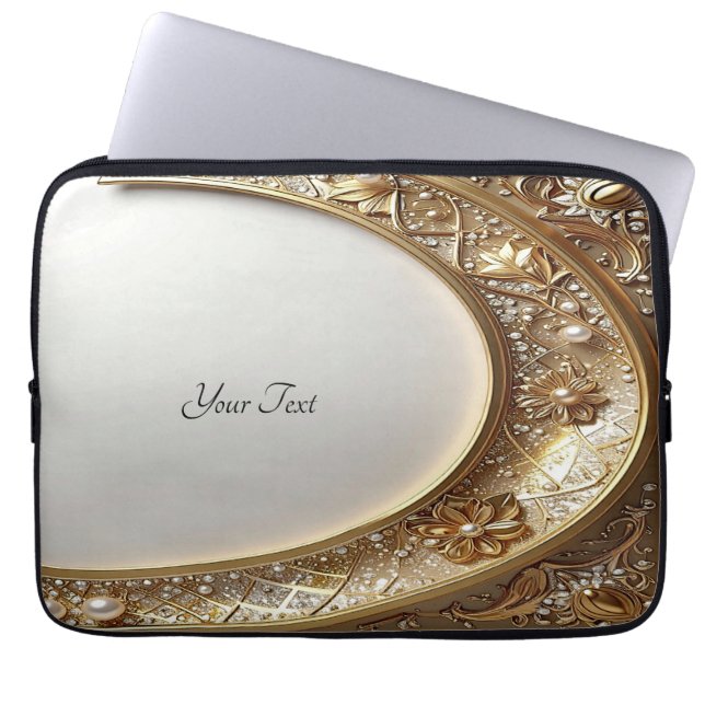 Golden Ornate Frame Laptop Sleeve (Voorkant)
