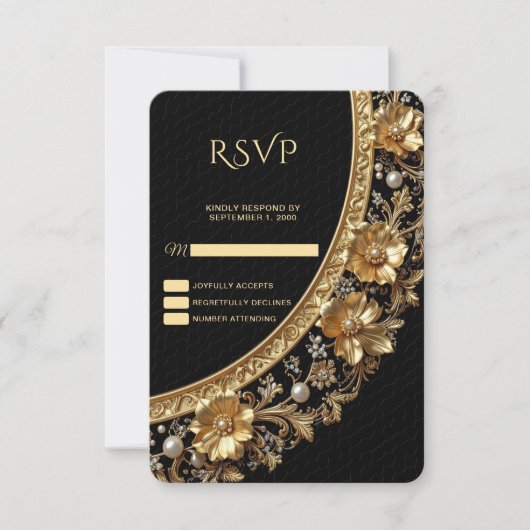 Golden Ornate Frame RSVP Card (Devant)