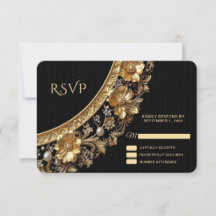 Golden Ornate Frame RSVP Card