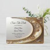 Golden Ornate Frame Save The Date (Debout devant)