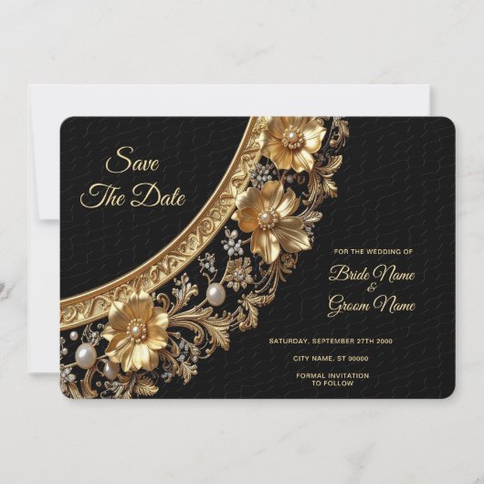Golden Ornate Frame Save The Date (Devant)