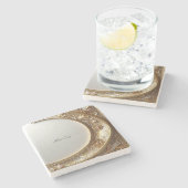 Golden Ornate Frame Stone Coaster Stenen Onderzetter (Zijkant)