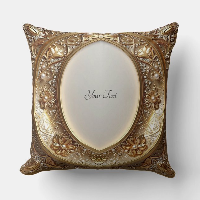 Golden Ornate Frame Throw Pillow Kussen (Voorkant)
