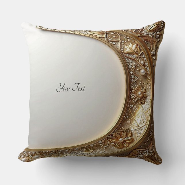 Golden Ornate Frame Throw Pillow Kussen (Voorkant)