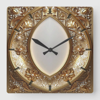 Golden Ornate Frame Wall Clock Vierkante Klok