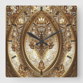 Golden Ornate Frame Wall Clock Vierkante Klok