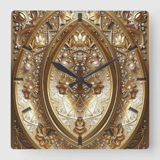 Golden Ornate Frame Wall Clock Vierkante Klok