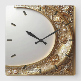 Golden Ornate Frame Wall Clock Vierkante Klok