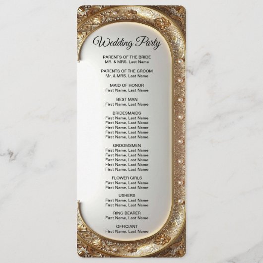 Golden Ornate Frame Wedding Program Programma (Achterkant)