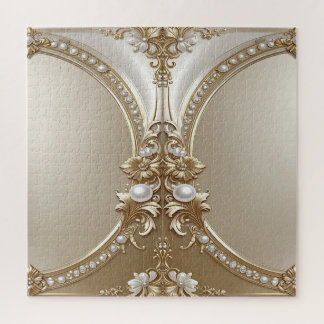 Golden Ornate Frame with Pearls Jigsaw Puzzle Legpuzzel