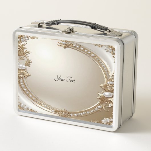 Golden Ornate Frame with Pearls Lunchbox (Devant)