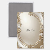 Golden Ornate Frame with Pearls Magnet Magneet (Voorkant / Achterkant)