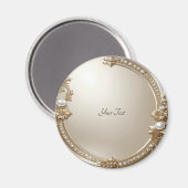 Golden Ornate Frame with Pearls Magnet Magneet (Voorkant / Achterkant)