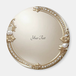 Golden Ornate Frame with Pearls Magnet Magneet