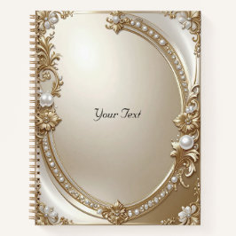 Golden Ornate Frame with Pearls Notebook Notitieboek