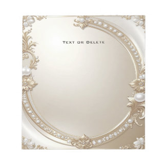 Golden Ornate Frame with Pearls Notepad Notitieblok