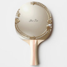 Golden Ornate Frame with Pearls Ping Pong Paddle