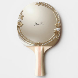 Golden Ornate Frame with Pearls Ping Pong Paddle Tafeltennisbatje