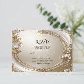 Golden Ornate Frame with Pearls RSVP Card (Debout devant)