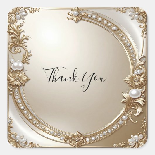 Golden Ornate Frame with Pearls Sticker (Devant)