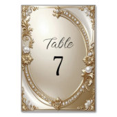 Golden Ornate Frame with Pearls Table Number Kaart (Achterkant)