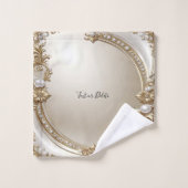 Golden Ornate Frame with Pearls Towel Set (Gant de toilette)