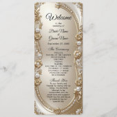 Golden Ornate Frame with Pearls Wedding Program Programma (Voorkant)