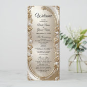 Golden Ornate Frame with Pearls Wedding Program Programma (Staand voorkant)