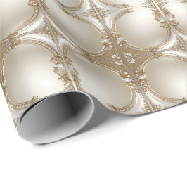 Golden Ornate Frame with Pearls Wrapping Paper Cadeaupapier