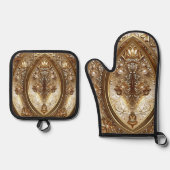 Golden Ornate Ovenwant & Pannenlap Set (Voorkant)