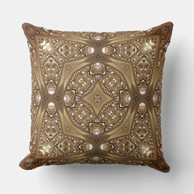 Golden Ornate Throw Pillow Kussen (Voorkant)