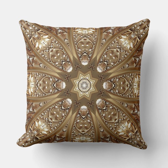 Golden Ornate Throw Pillow Kussen (Voorkant)