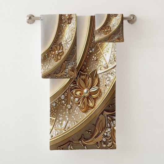 Golden Ornate Towel Set (En situation)