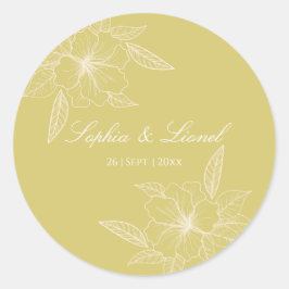 Golden Outline Floral Bruiloft Sticker