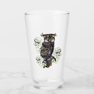 Golden Owl Green Orchids Glas