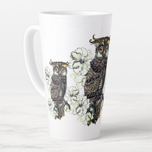 Golden Owl Green Orchids Latte Mok (Linkerhoek)