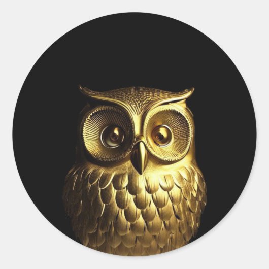 Golden Owl Ronde Sticker (Voorkant)
