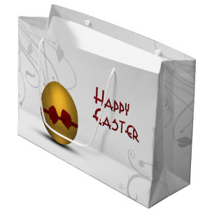 Golden paaseieren met boomgrilpatroon groot cadeauzakje