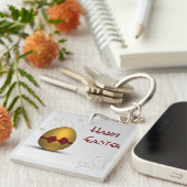 Golden paaseieren met boomgrilpatroon sleutelhanger (Voorkant Rechts)